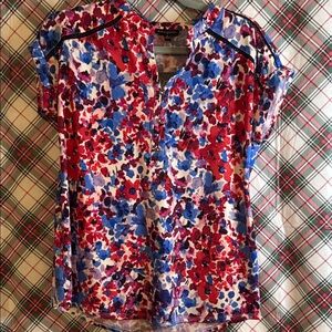 Ava & Grace Red and Blue Floral Blouse